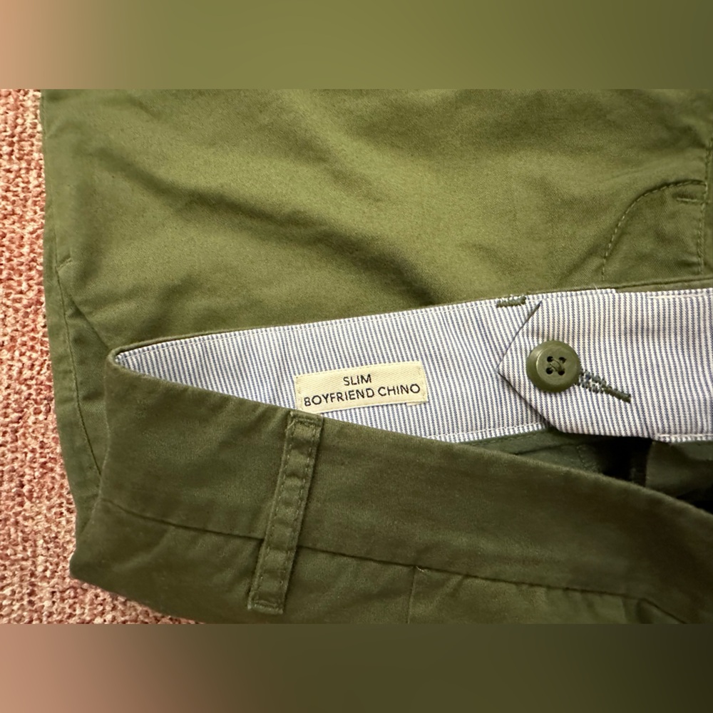 J Crew Slim Boyfriend chino 28 Green cotton khakis ankle - Picture 7 of 8
